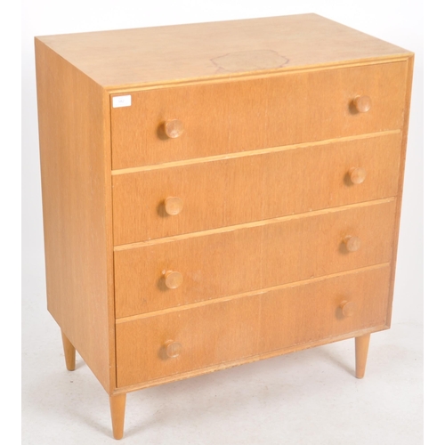 382 - G Plan - A retro mid 20th Century oak chest of drawers having a straight bank four drawers each with... 