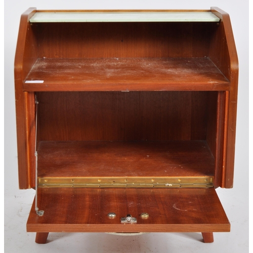 392 - A matching pair of mid Century Italian influence stained birch and teak wood bedsides / nightstands.... 