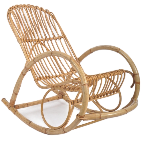 4 - Manner of Franco Albini - A retro vintage mid 20th Century Boho Bamboo rocking chair / armchair. Sha... 