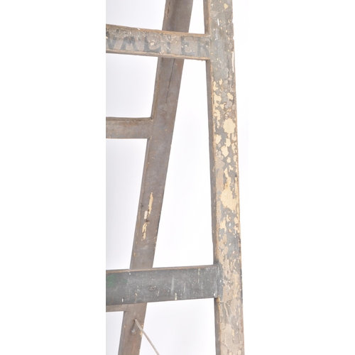 416 - A pair of vintage 20th Century Orchard set of painted fruit picking ladders / pair of steps having s... 