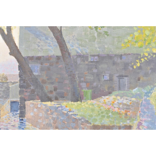 421 - Norman C. Robinson - A vintage 20th Century oil on canvas painting depicting a scenic river village.... 