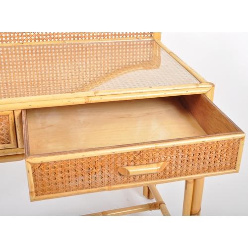 428 - A retro vintage mid 20th Century 1970s bamboo & rattan dressing table chest / console hall table hav... 