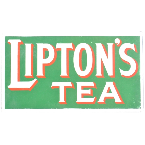 444 - Liptons Tea - A vintage 20th Century advertising point of sale shop display double sided enamel porc... 