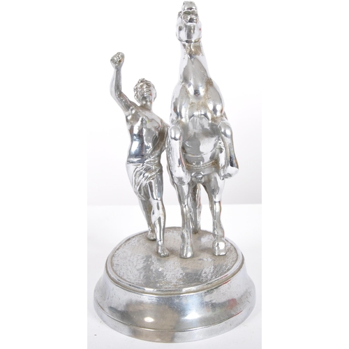 456 - A vintage 20th Century Art Deco chrome plated Marley Horse and Tamer figure group of typical form ra... 