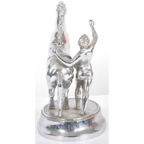 456 - A vintage 20th Century Art Deco chrome plated Marley Horse and Tamer figure group of typical form ra... 