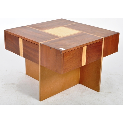 458 - A contemporary local Bristol makers Ash & Sapele handmade coffee table / low table of square form ha... 