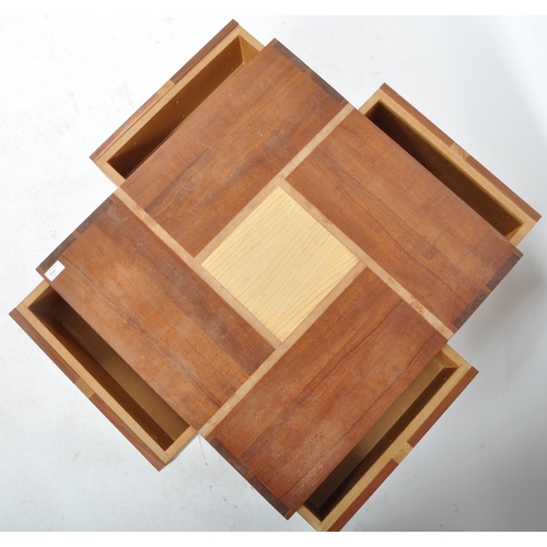 458 - A contemporary local Bristol makers Ash & Sapele handmade coffee table / low table of square form ha... 