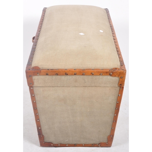 46 - A contemporary revival Polo trunk having a hinged padded top with studded leather surround. Marked '... 