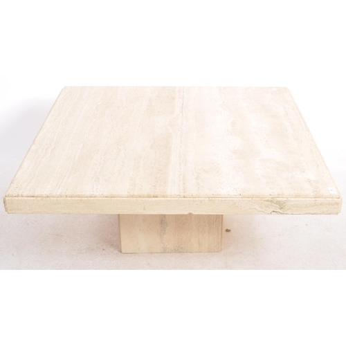 48 - A large 20th Century Italian travertine stone coffee table / low table having a large polished squar... 