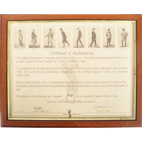 507 - Vanity Fair - Famous Golfers - A set of eight 20th Century limited edition framed and glazed sign pr... 