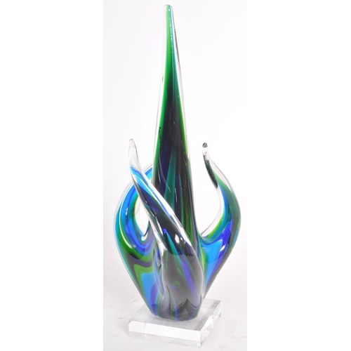 508 - A retro 20th Century Italian Murano studio art glass freeform sculpture in dark and light blue colou... 