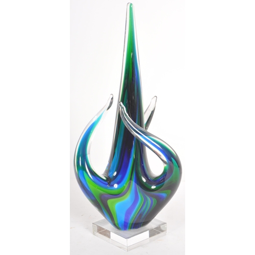 508 - A retro 20th Century Italian Murano studio art glass freeform sculpture in dark and light blue colou... 