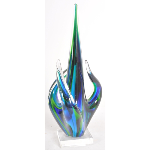 508 - A retro 20th Century Italian Murano studio art glass freeform sculpture in dark and light blue colou... 