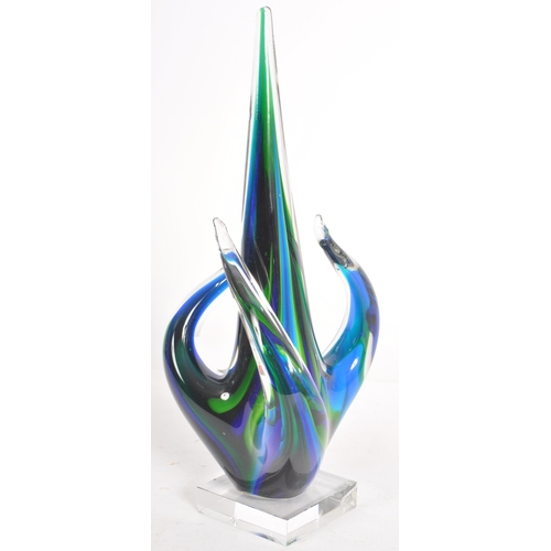 508 - A retro 20th Century Italian Murano studio art glass freeform sculpture in dark and light blue colou... 