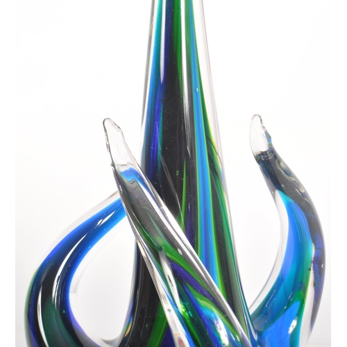 508 - A retro 20th Century Italian Murano studio art glass freeform sculpture in dark and light blue colou... 