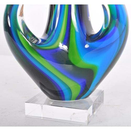 508 - A retro 20th Century Italian Murano studio art glass freeform sculpture in dark and light blue colou... 