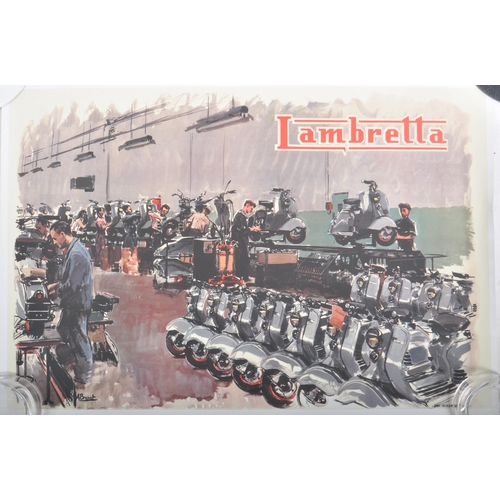 515 - Lambretta - A collection of ten 20th Century Lambretta advertising posters with various models acros... 