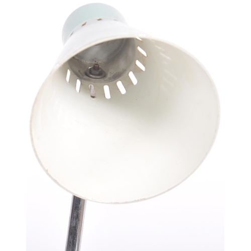 517 - A retro mid 20th Century French adjustable desk / table lamp light having a light blue conical shade... 