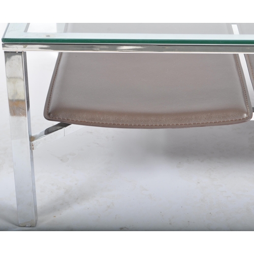 558 - A retro 20th Century 1970s / 80s chrome and glass topped coffee table / low table of rectangular for... 