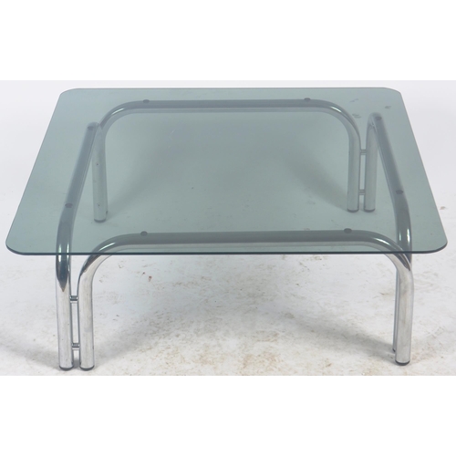 663 - Heals of London - A large retro vintage 20th Century 1970s chrome and glass coffee table / low table... 