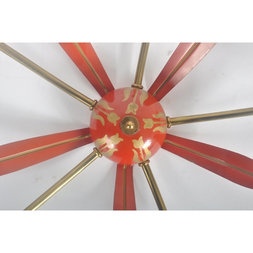 666 - A retro mid 20th Century brass and moulded metal ceiling light and matching wall sconce. The ceiling... 