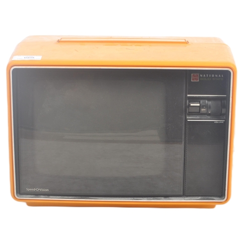 668 - Pana Pana - A retro 20th Century plastic orange cased 9 inch tv. Makers plaque to the side. Sold as ... 