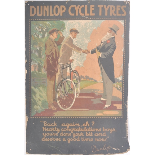 670 - Dunlop Cycle Tyres - An early 20th Century 1910 / 1920s cardboard advertising shop display point of ... 