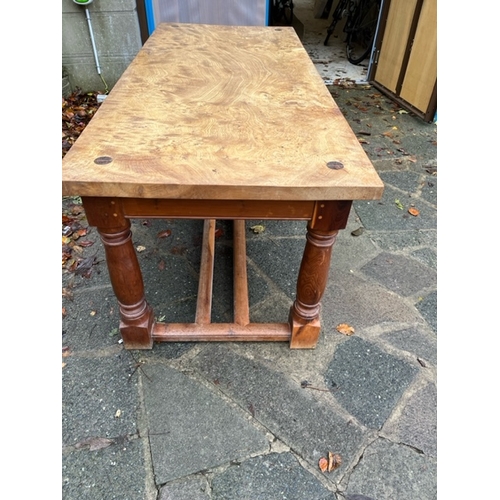 671 - Stewart Linford - A 20th Century antique revival 17th Century manner yew and elm large refectory din... 