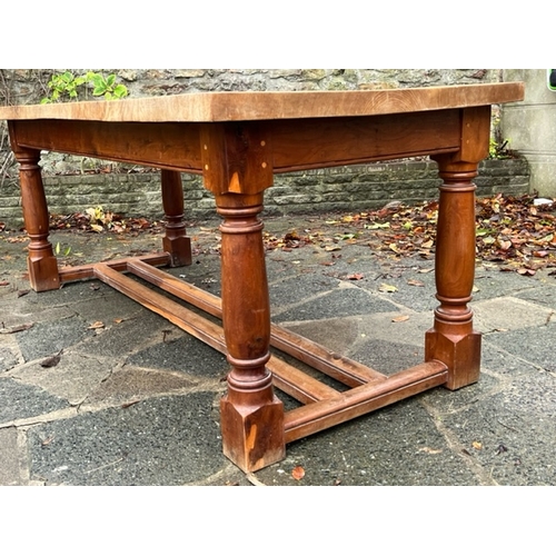 671 - Stewart Linford - A 20th Century antique revival 17th Century manner yew and elm large refectory din... 