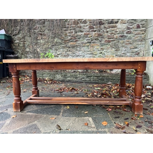 671 - Stewart Linford - A 20th Century antique revival 17th Century manner yew and elm large refectory din... 