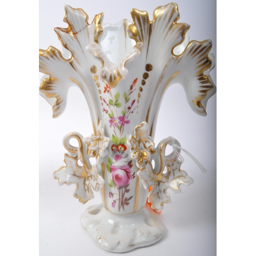 110 - A pair of early 20th Century German porcelain shaped vases. With gilt and foliate decoration, with h... 