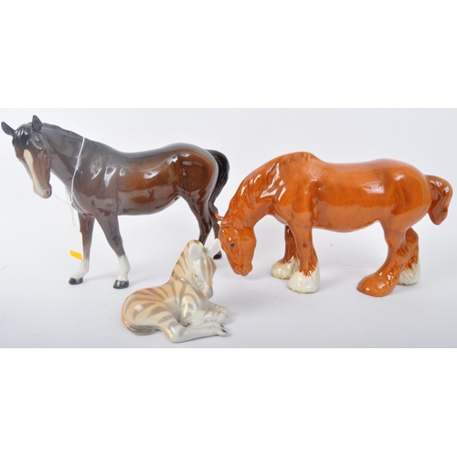 112 - A collection of vintage 20th Century porcelain horse statue figurines. Comprising of Made USSR, Besw... 