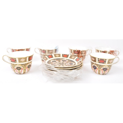 115 - A set of six contemporary 2004 Royal Crown Derby china breakfast cups & saucers in the Old Imari pat... 