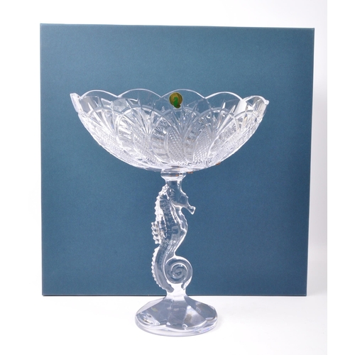 129 - Waterford Crystal - A NOS New Old Stock Waterford Crystal glass Seahorse tazza centrepiece. Measures... 