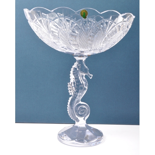 129 - Waterford Crystal - A NOS New Old Stock Waterford Crystal glass Seahorse tazza centrepiece. Measures... 