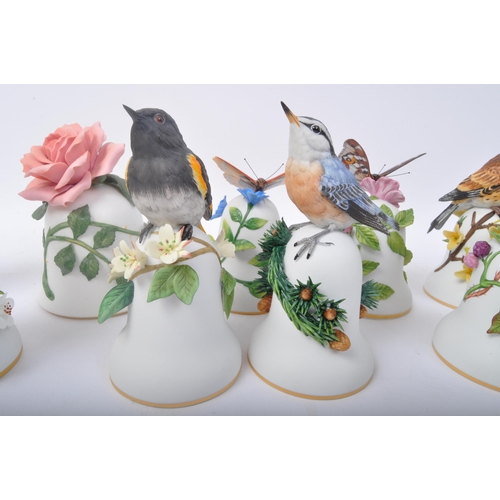 151 - A collection of Japanese porcelain and glass bird and butterfly service decoration bells. Some model... 