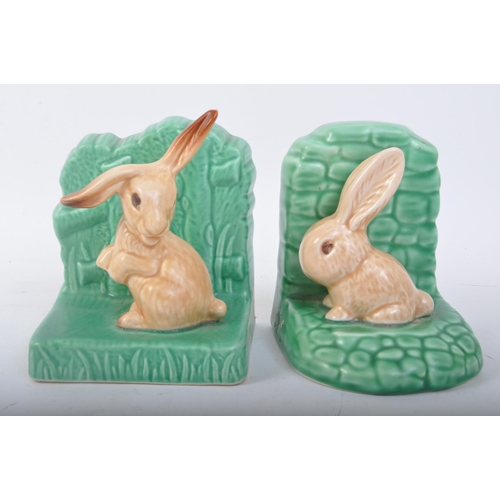 156 - A pair of vintage retro mid 20th century circa. 1950's Sylvac ceramic bunny bookends.  Good conditio... 