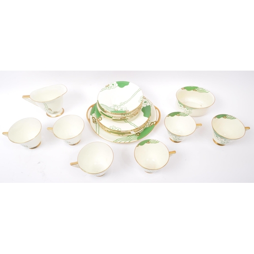 194a - Royal Doulton - Glamis - A 20th century Art Deco tea service. Each piece having white ground with gr... 