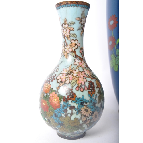 207 - A collection of three 20th Century Asian oriental Chinese Cloisonne items. Including two vases with ... 