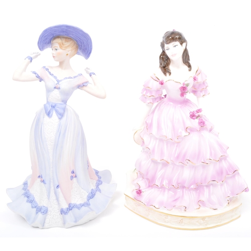 22 - A collection of vintage 20th century bone china lady figurines to include Royal Worcester and Coalpo... 