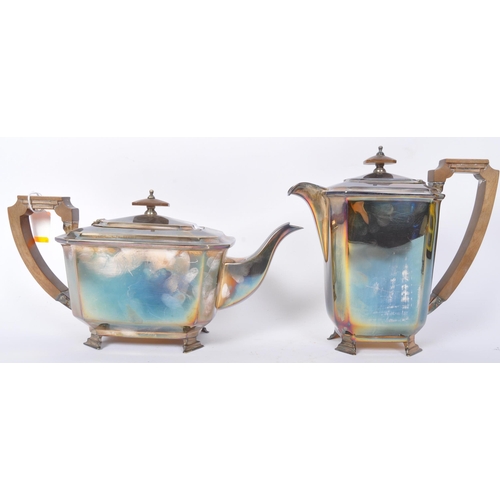 226 - An early 20th century English silver plated tea service comprising of tea pot, coffee pot, sugar bow... 