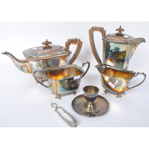 226 - An early 20th century English silver plated tea service comprising of tea pot, coffee pot, sugar bow... 