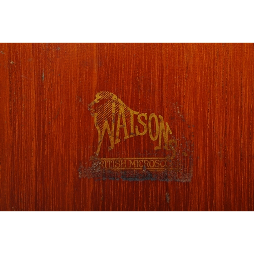 230 - A 20th century Watson & Sons 'Service' microscope in mahogany case. Serial no. 63455. Case measures ... 