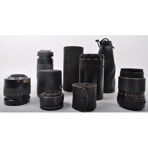 246 - An assortment of retro vintage 20th century photographic equipment. The lot to include a Tamron CF T... 