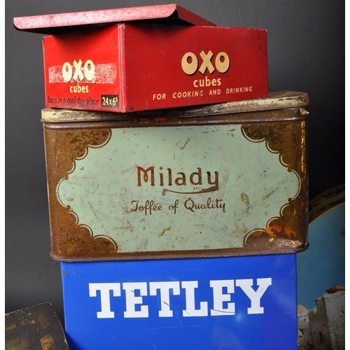 248 - A collection of retro vintage 20th Century advertising tins / boxes. Consisting of Tetley coffee bag... 