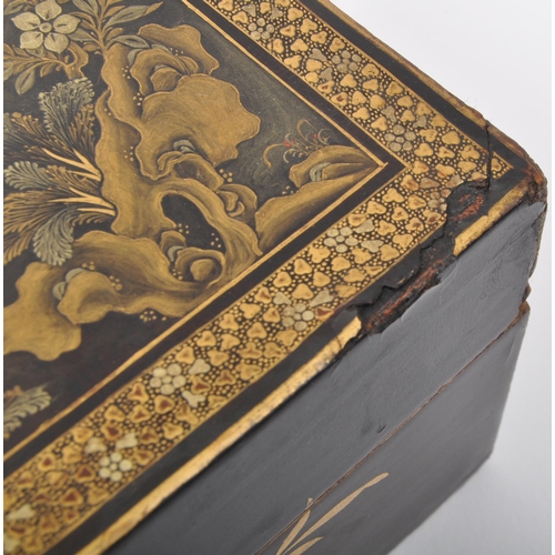 250 - A 19th century Chinese Cantonese lacquered box having hand painted box. The box being hand painted w... 