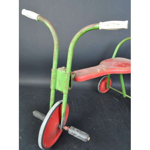 257 - A vintage mid 20th century circa. 1950's Triang type children's bicycle bike trike in a red and gree... 