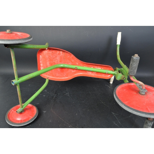 257 - A vintage mid 20th century circa. 1950's Triang type children's bicycle bike trike in a red and gree... 