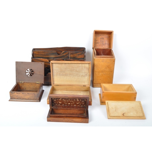 259 - An assortment of vintage 20th century wooden inlaid jewellery / cigarettes boxes. The lot to include... 