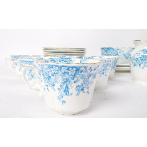 27 - A Victorian 19th century blue & white bone china 'H. M. Williamson & Sons' twelve people tea set. Th... 